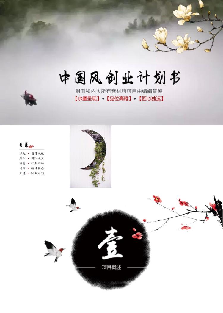 中国风创业计划书PPT模板
