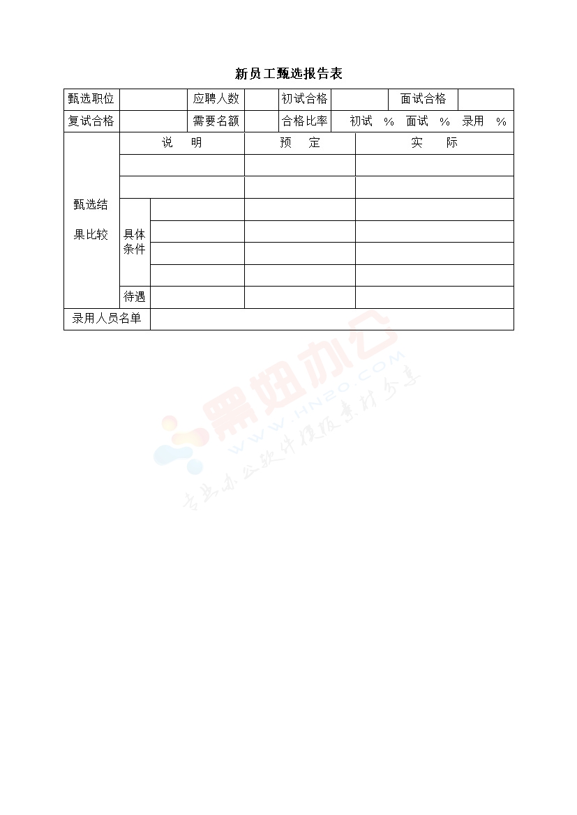 新员工甄选报告表模板