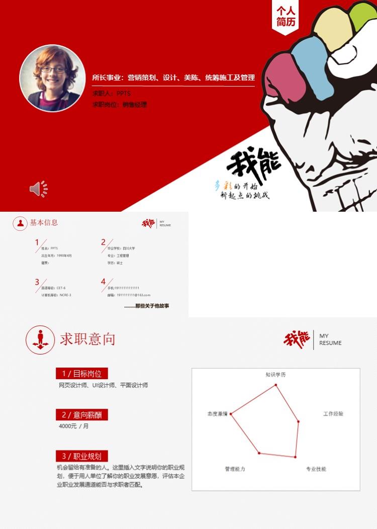 时尚个人竞聘简历ppt模板