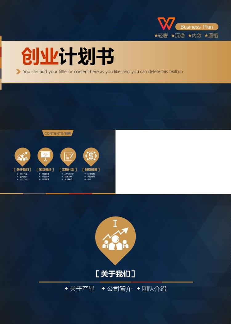 简洁大气商务创业计划书PPT模板